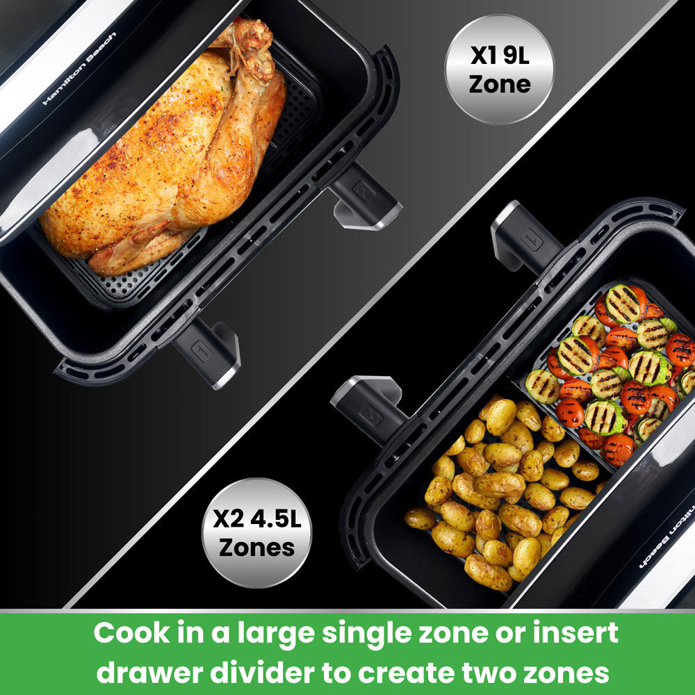 Hamilton Beach HB700VCGS Visioncook Black 9L Dual Air Fryer