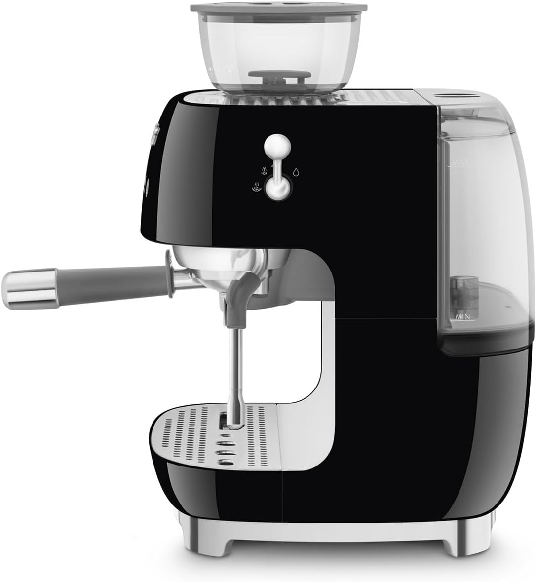 Smeg EGF03BLUK Retro Espresso Coffee Machine with Grinder & 20 Bar Pump, Black