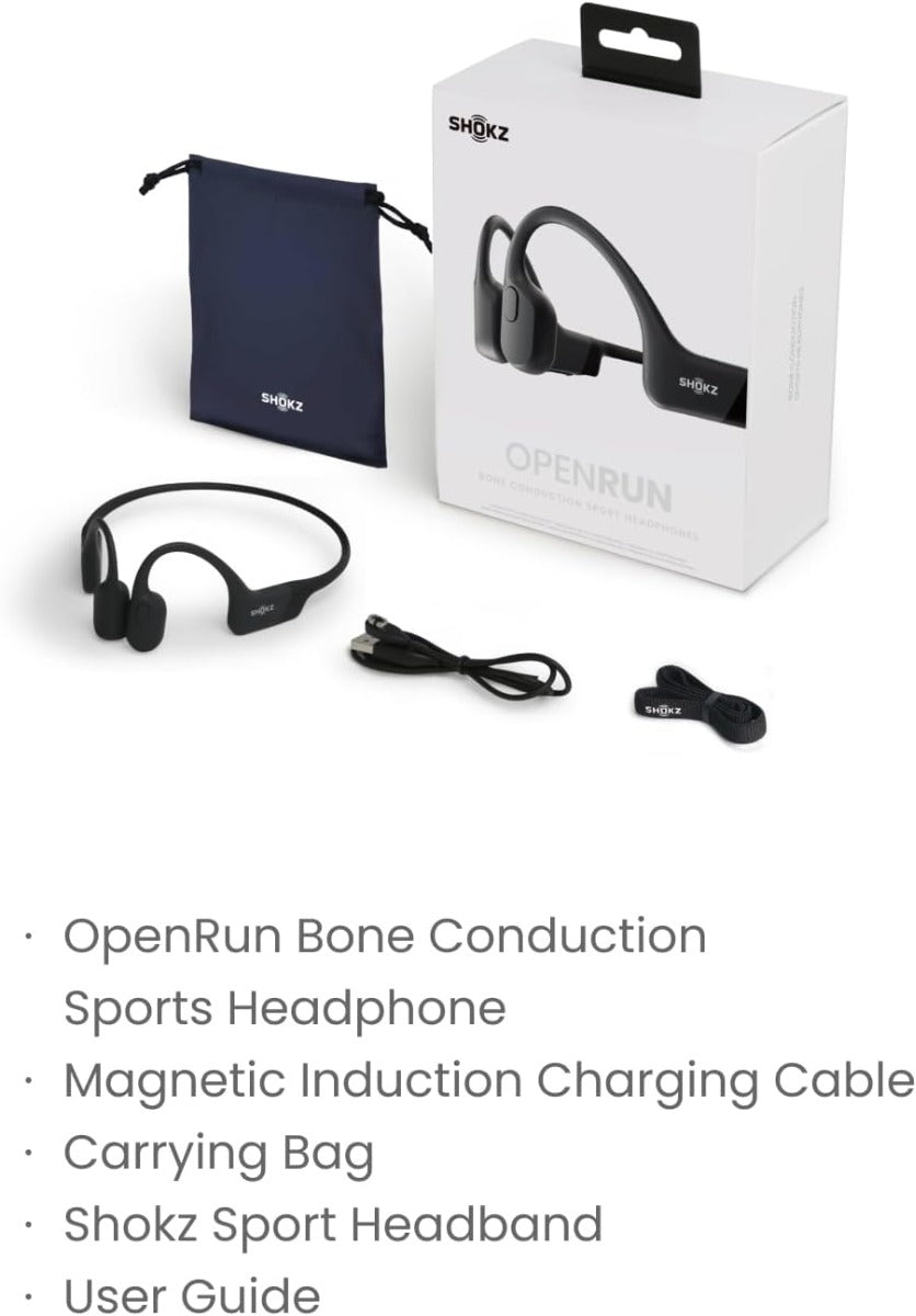 Shokz OpenRun Wireless Sport Headphones - Black -  Magnectic Charging