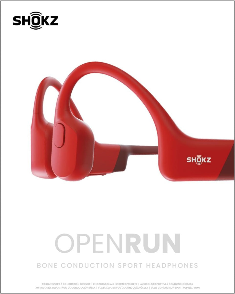 SHOKZ OpenRun Wireless Bone Conduction Headphones - Magnetic Charging - Solar Red