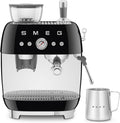 Smeg EGF03BLUK Retro Espresso Coffee Machine with Grinder & 20 Bar Pump, Black
