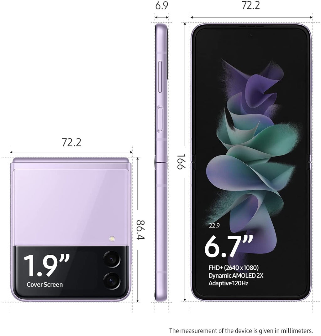 Samsung Galaxy Z Flip 3 5G Smartphone - 128GB Storage, 8GB RAM, Lavender
