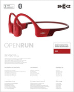 SHOKZ OpenRun Wireless Bone Conduction Headphones - Magnetic Charging - Solar Red