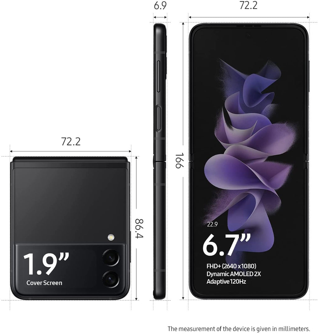 Samsung Galaxy Z Flip 3 5G Smartphone (SM-F711B) - 128GB Storage, 8GB RAM, Phantom Black