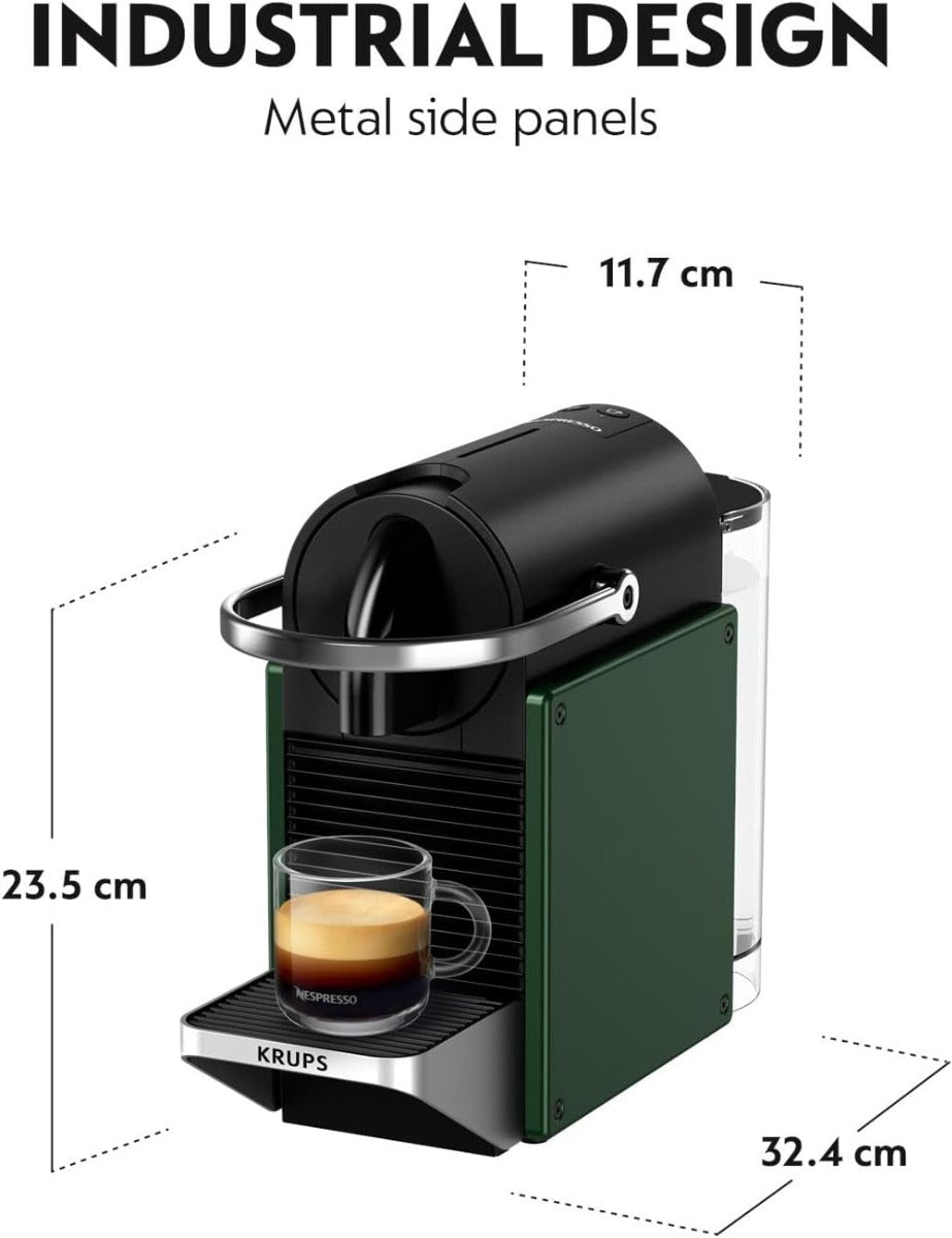 Nespresso Pixie Original Pod Coffee Machine, Compact Espresso Maker - Dark Green