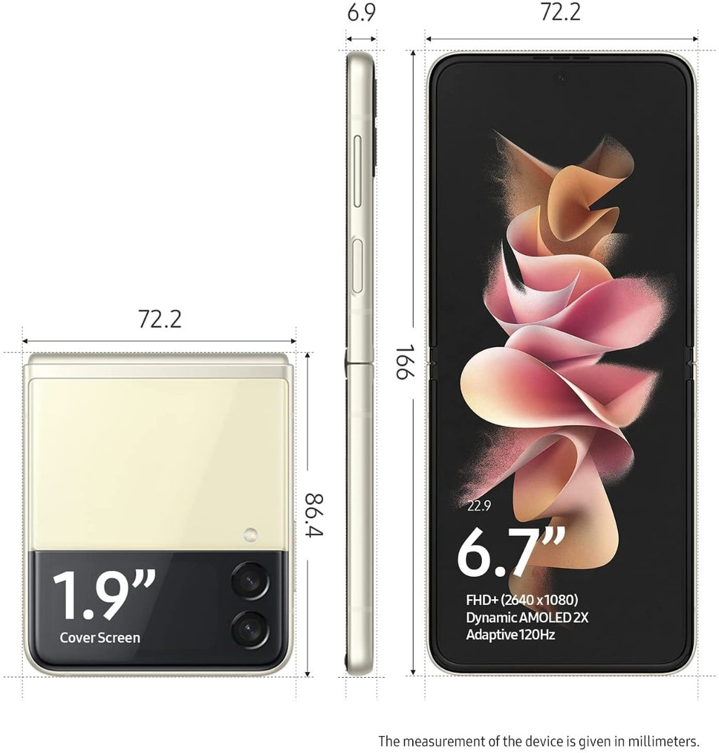 Samsung Galaxy Z Flip 3 5G Smartphone - 128GB Storage, 8GB RAM, Cream