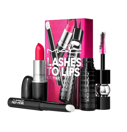 Mac Lashes To Lips Kit : Pink Relentlessly Red (706) Black Stack