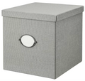 KVARNVIK Storage Box with Lid - Grey