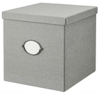 KVARNVIK Storage Box with Lid - Grey