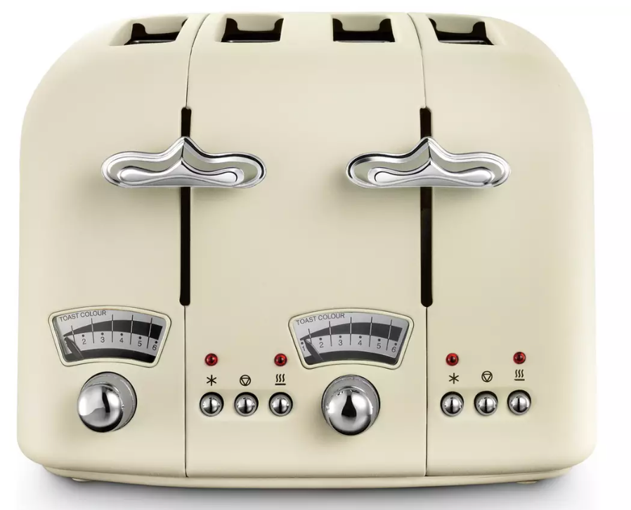 De'Longhi CTO4.BG Argento Flora 4 Slice Toaster - Beige