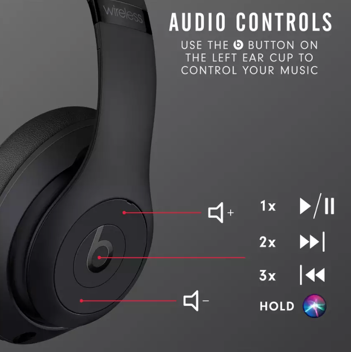 Beats Studio3 Over-Ear Wireless Headphones - Black