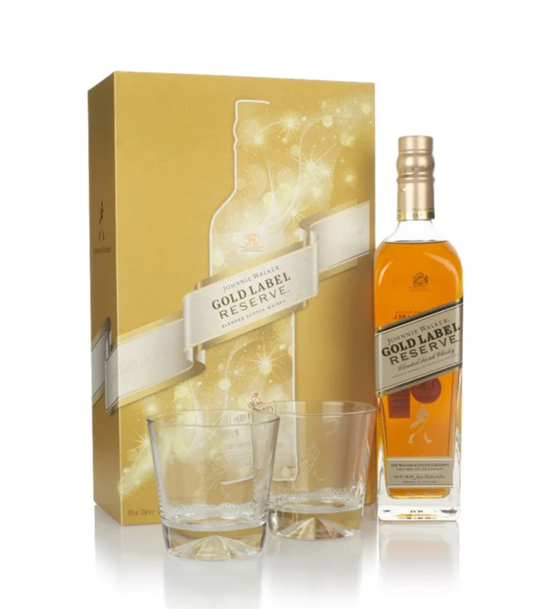 Johnnie Walker Gold Label Reserve Gift Pack with 2x Glasses Whisky 70cl