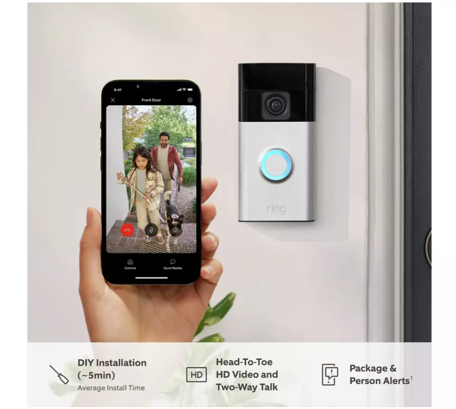Ring Battery Video Doorbell 2024 - Satin Nickel