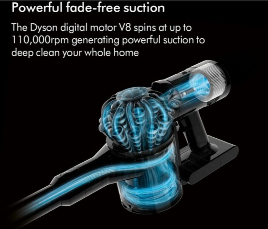 DYSON V8 Advanced Cordless Vacuum Cleaner - Silver Nickel