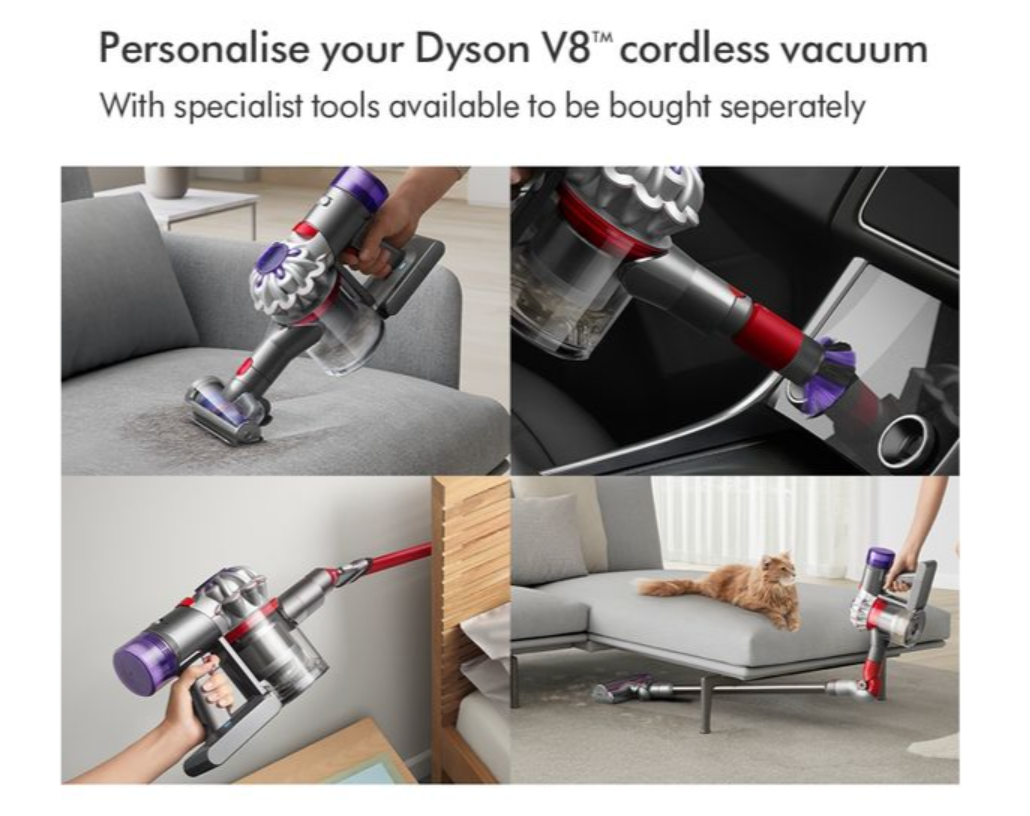 DYSON V8 Advanced Cordless Vacuum Cleaner - Silver Nickel