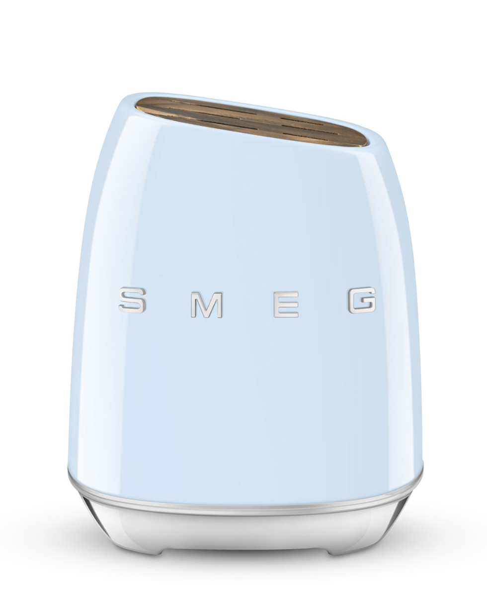 SMEG 50's Style Knife Block Set, Pastel Blue