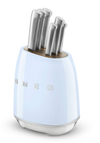 SMEG 50's Style Knife Block Set, Pastel Blue