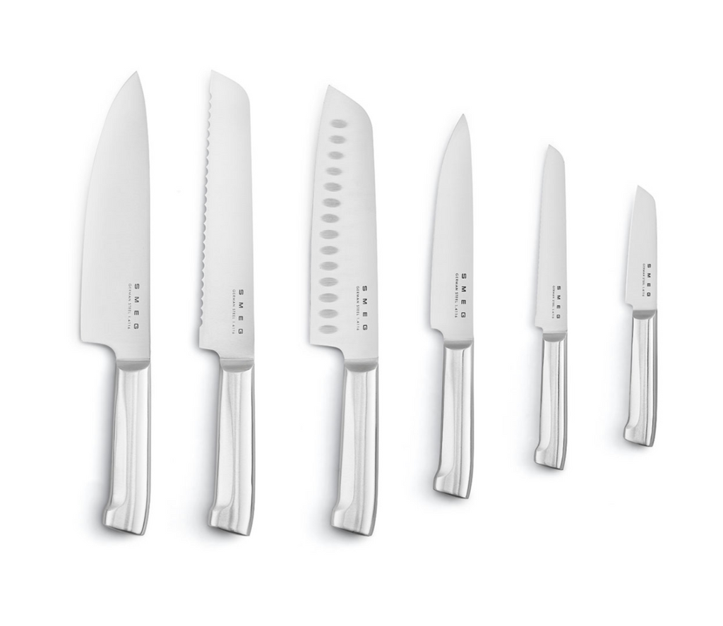 SMEG 50's Style Knife Block Set, Pastel Blue