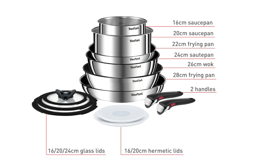 Tefal Ingenio Emotion L897SD74 13 Piece Pan Set - Stainless Steel