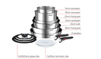 Tefal Ingenio Emotion L897SD74 13 Piece Pan Set - Stainless Steel