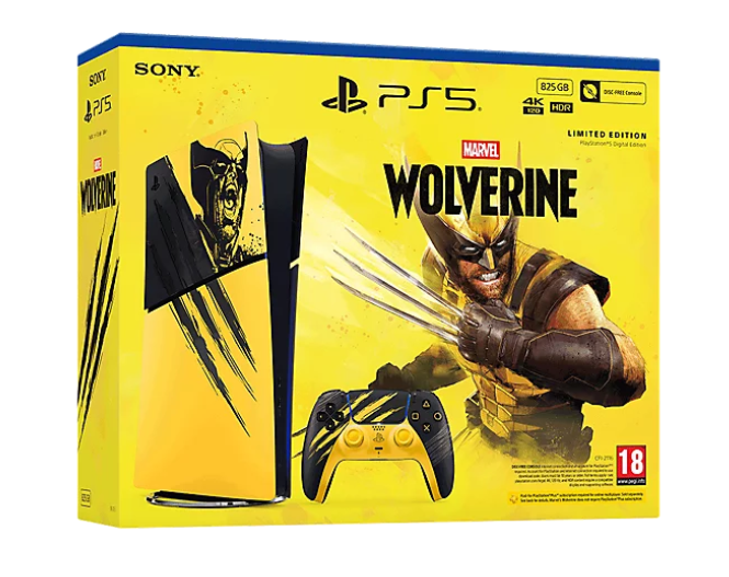 PlayStation®5 Digital Edition Console 825 GB - Marvel’s Wolverine Battle Yellow Limited Edition Bundle
