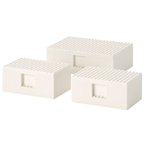 BYGGLEK LEGO® box with lid set of 3 - white