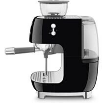 Smeg EGF03BLUK Retro Espresso Coffee Machine with Grinder & 20 Bar Pump, Black