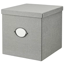 KVARNVIK Storage Box with Lid - Grey