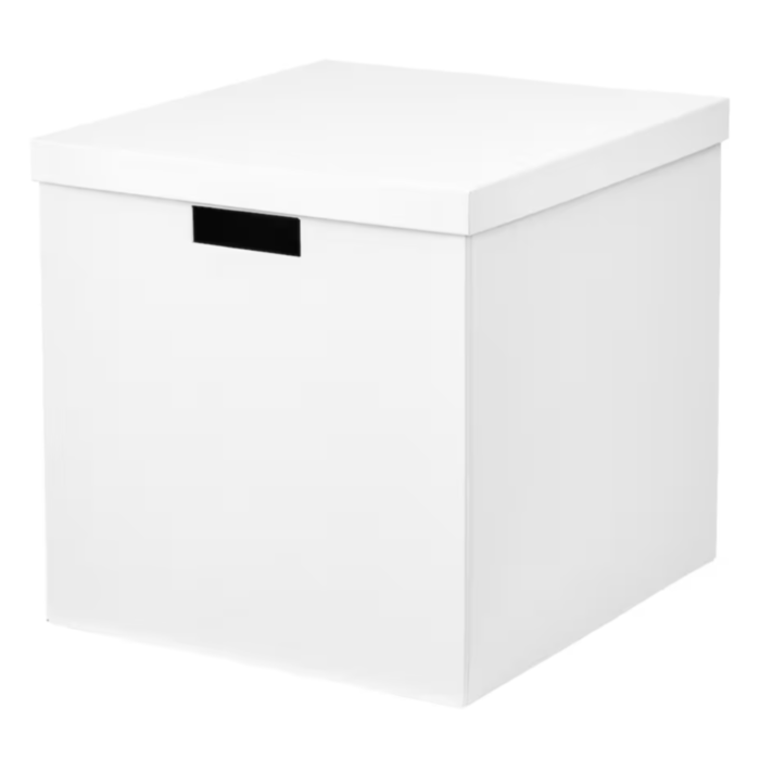 TJENA Storage box with lid - white (32x35x32cm)