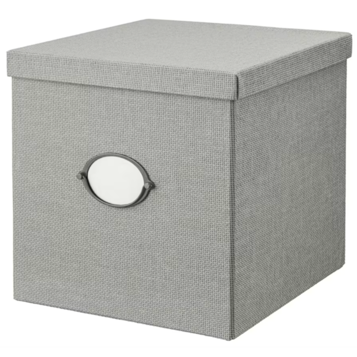 KVARNVIK Storage Box with Lid - Grey