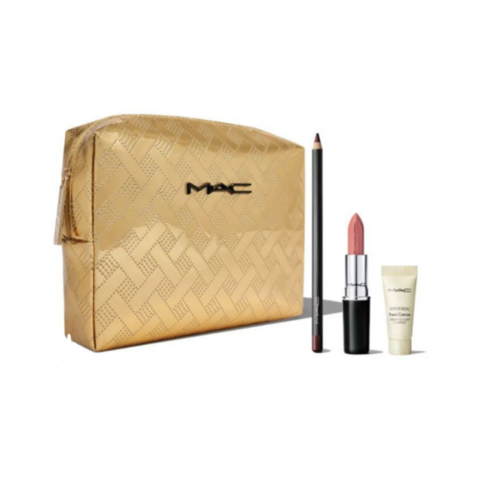 Mac Cosmetic Gift Set In Gold Bag