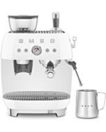 Smeg EGF03WHUK Retro Espresso Coffee Machine with Grinder & 20 Bar Pump, White